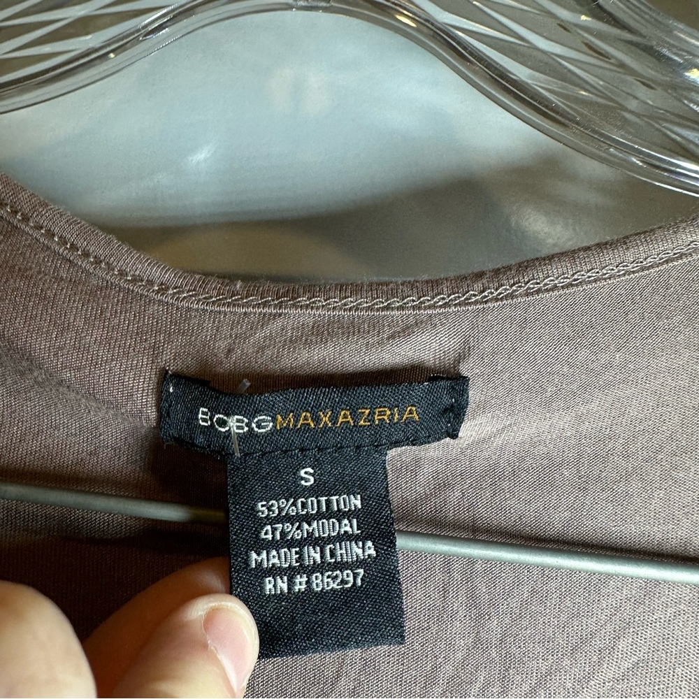 NWT BCBGMAXAZRIA Brown Embroidered Accent V Neck Dress S - Picture 3 of 10